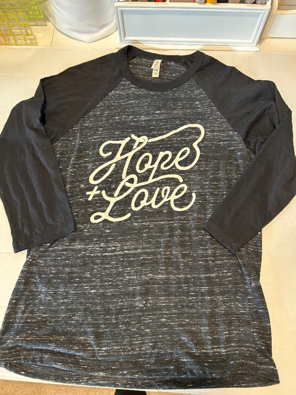 Women's T Shirt, Hope + Love, 3/4 sleeves, M